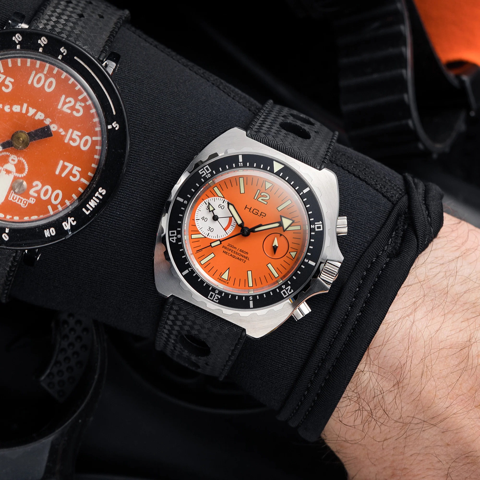 Diver 200M Chrono-Mecaquartz - Orange Dial & White Big-Eye Chronograph - Image 8