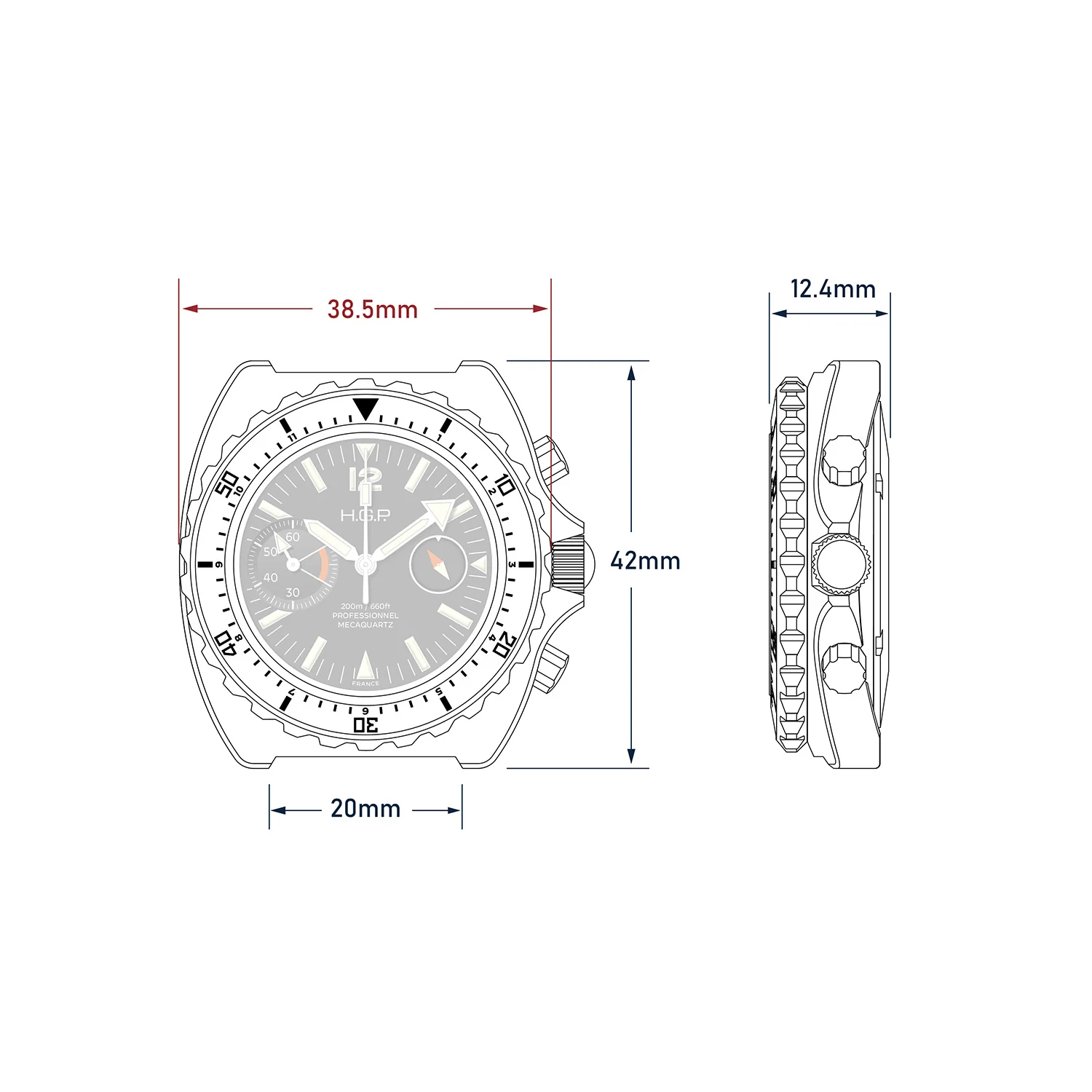 Diver 200M Chrono-Mecaquartz Chronograph - Black Big-Eye - Image 10