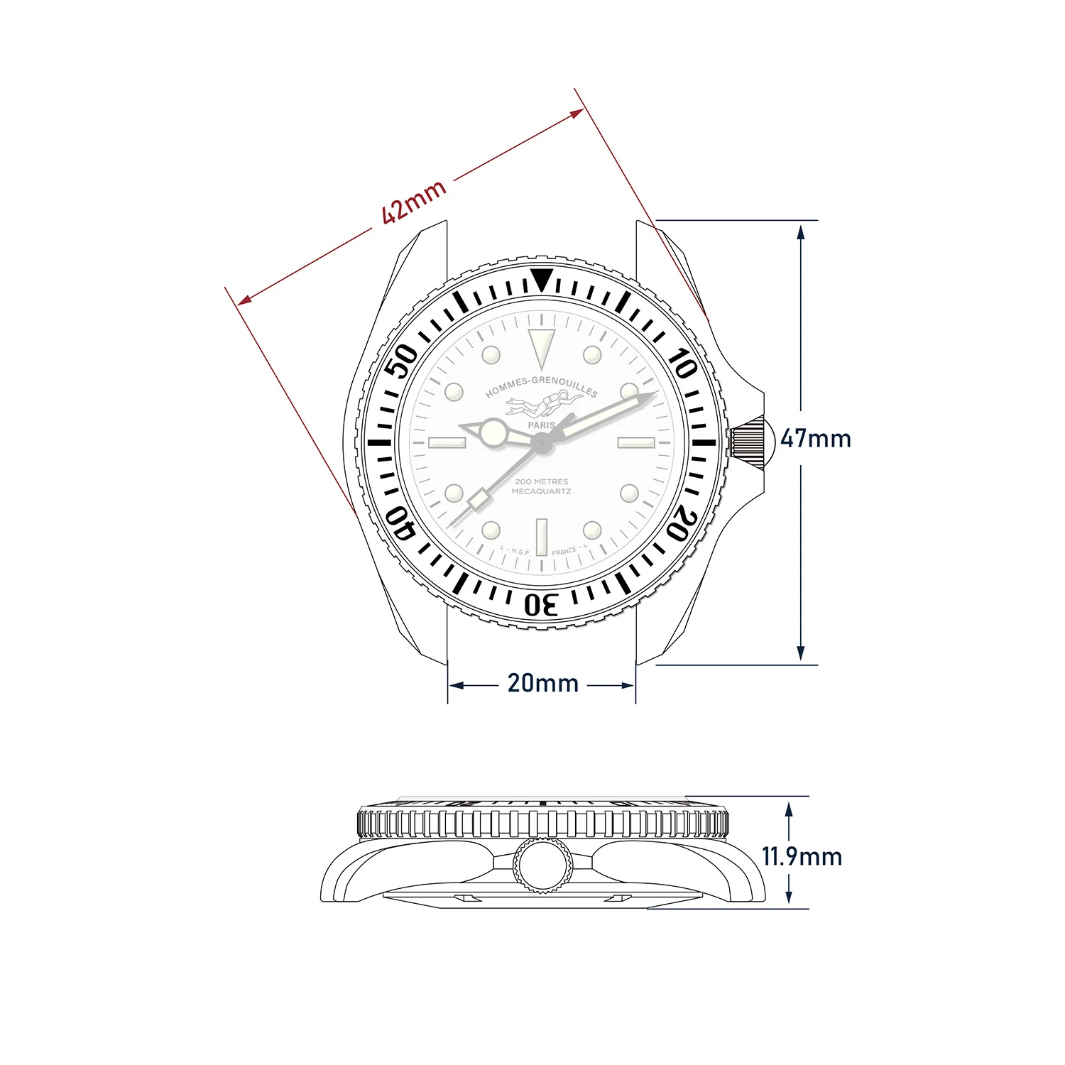 Diver 200M Mecaquartz Diving Watch - Yellow - Image 9