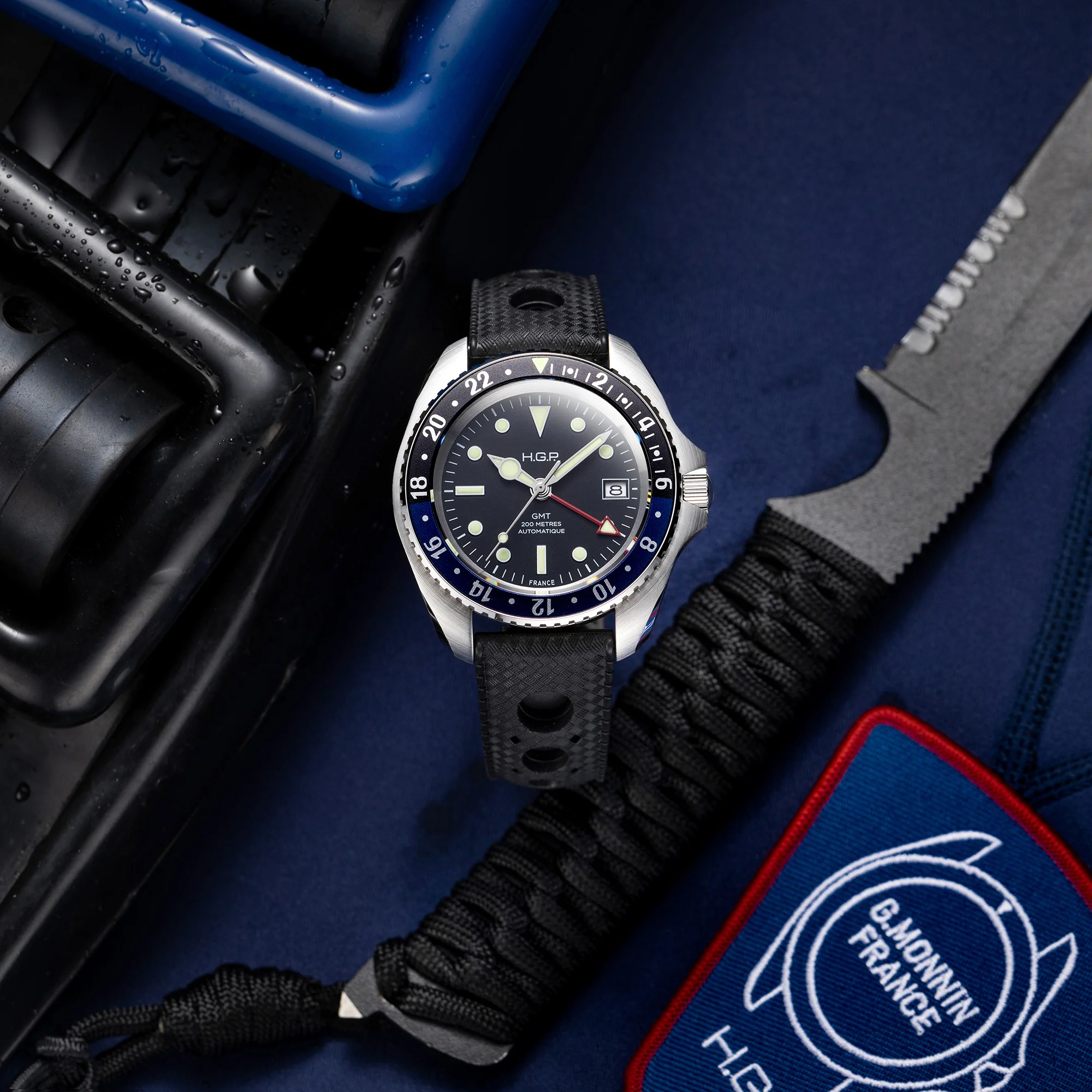 Diver GMT 200M Automatic Diving Watch - Blue & Black "Batman" - Image 6