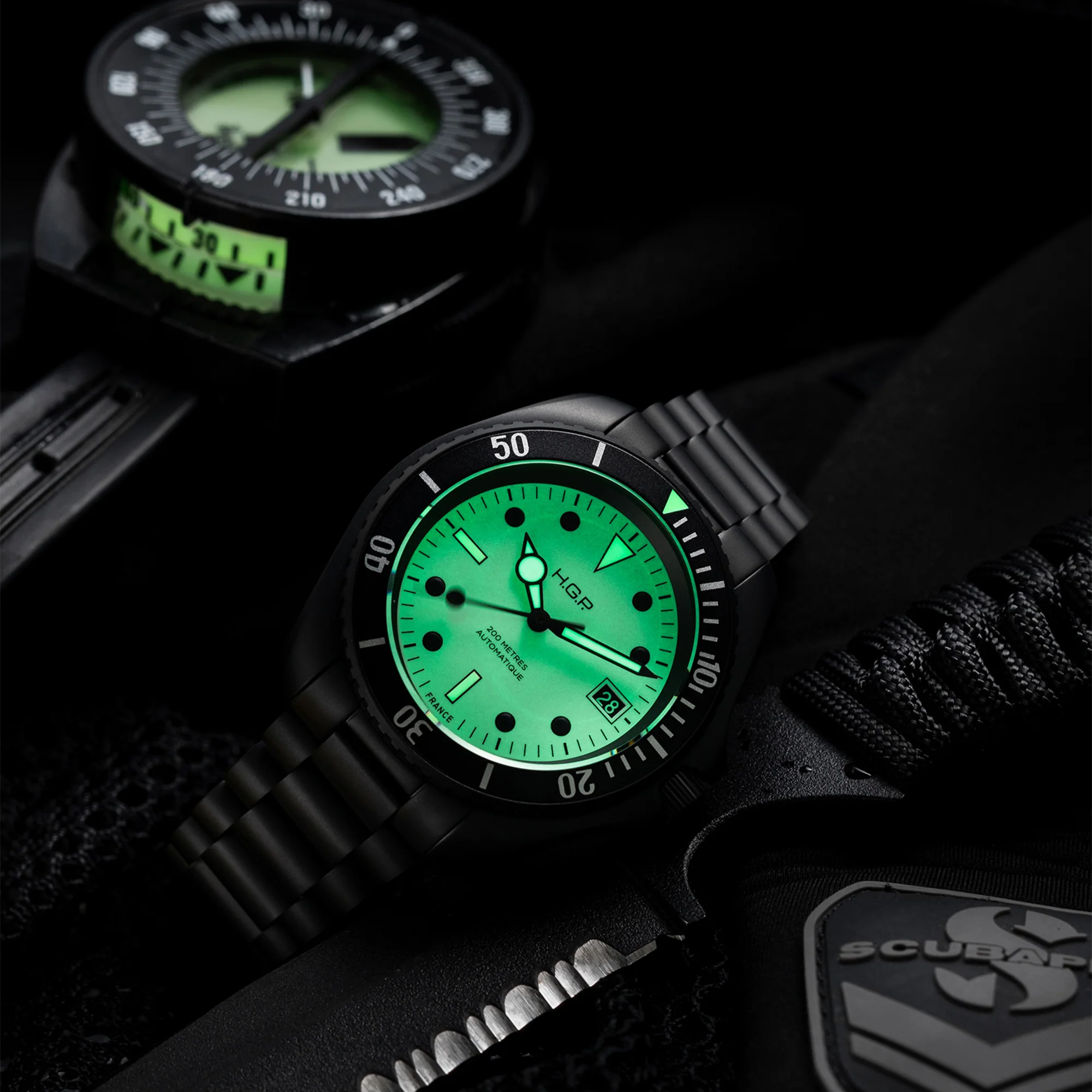 Night Diver 200M Automatic Full-Lume & Black PVD Diving Watch - Image 7